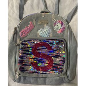Justice ￼Silver Flip Sequin Initial S Mini Backpack